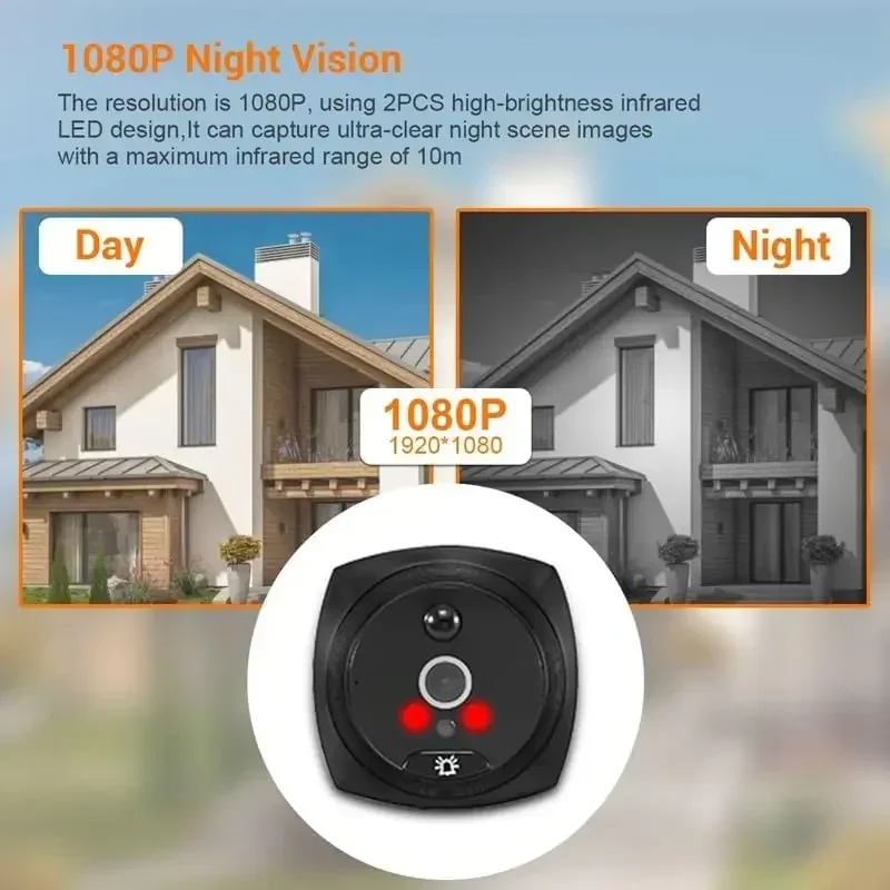 Vídeo Digital Peephole Camera com Visão Noturna, Monitor De Detecção De Movimento, Gravação De Segurança, Campainha, Cat Eye, 4,3 polegadas