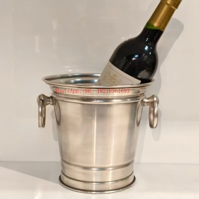 Vintage Matte Silver Ice Bucket Ornament Wine Set Restaurant Table Champagne Bucket