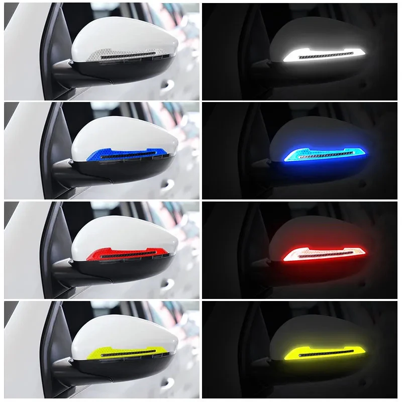 Car Reflective Stickers Door Edge Anti-collision Strips Fenders Glue Reflective Rearview Mirror Warning Stickers Body Scratches