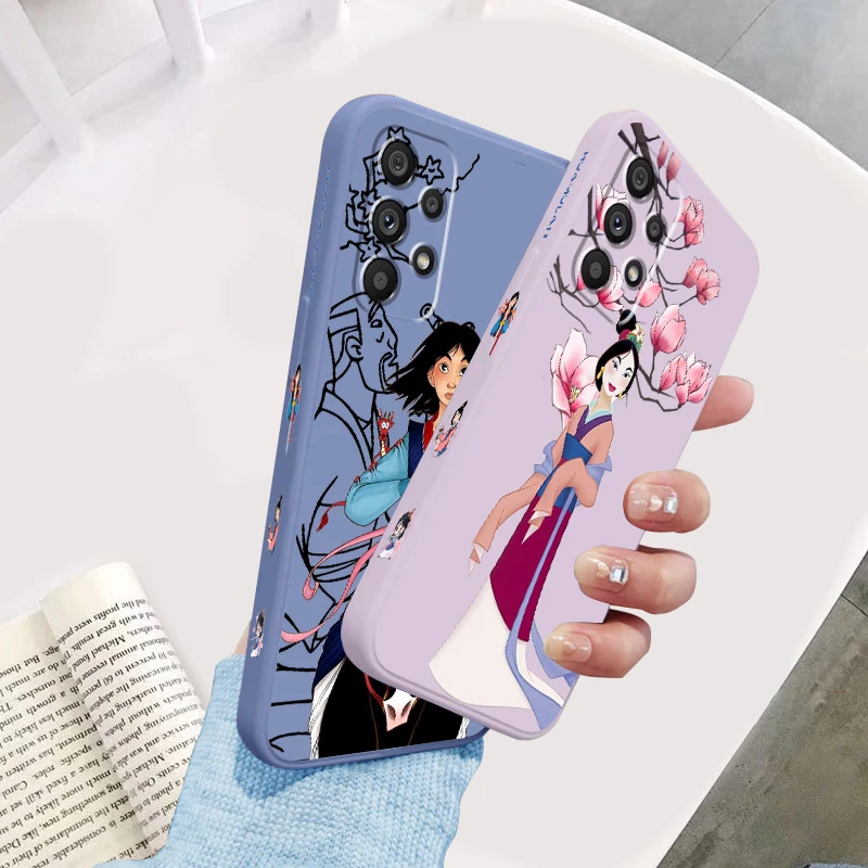 

Disney Mulan Cartoon Cool Liquid Left Rope For Samsung A53 A52 A33 A32 A51 A71 A21S A13 A73 A55 A72 A23 A35 A05 5G Soft