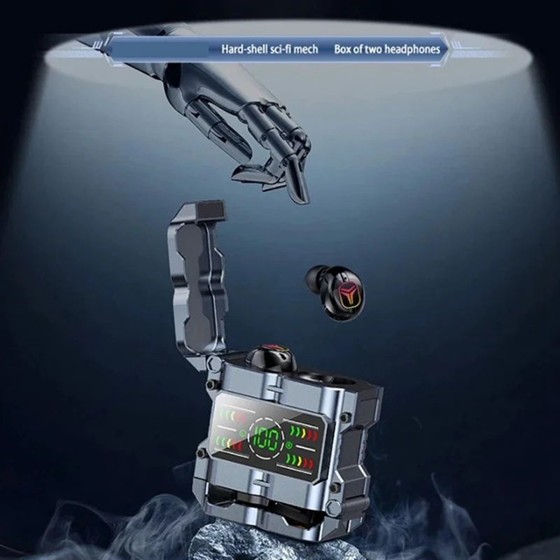 M60 Mecha TWS Fones De Ouvido Sem Fio Bluetooth, Fones De Ouvido Com Cancelamento De Ruído, Estéreo HD, Esportes, Impermeável, Jogos, Toque