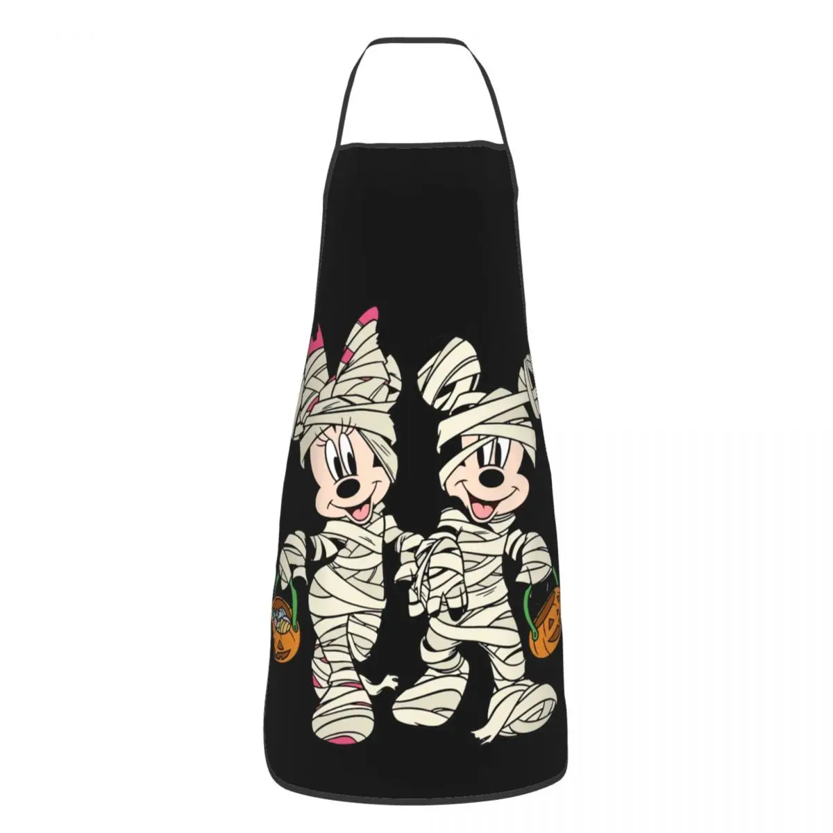 Custom Mickey Mouse Minnie Mouse Apron for Women Men Unisex Bib Halloween Pumpkin Cooking Kitchen Tablier Cuisine Chef Baking