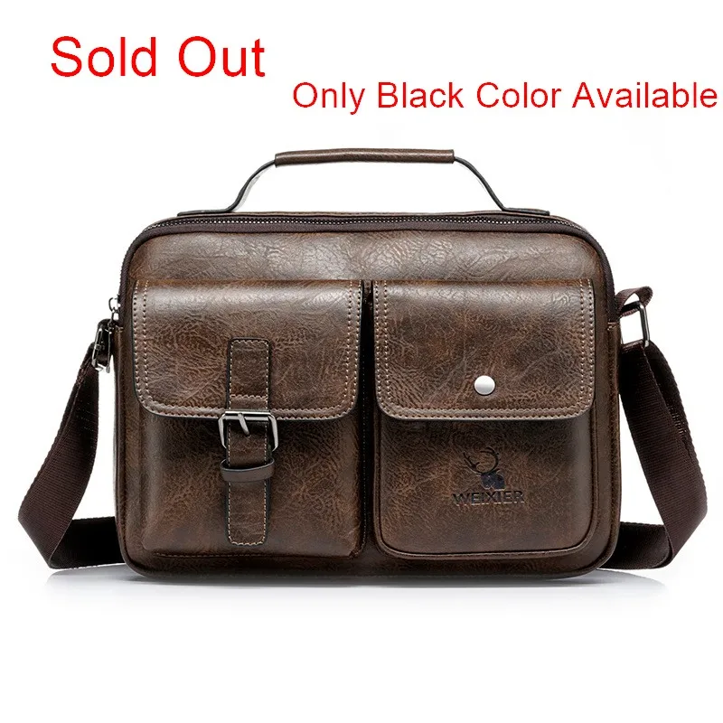 

Men's Black PU Leather Handbag Messenger Valise Shoulder Bag with Front Pocket Zipper Briefcase Retro Cartoon Letter Outdoor