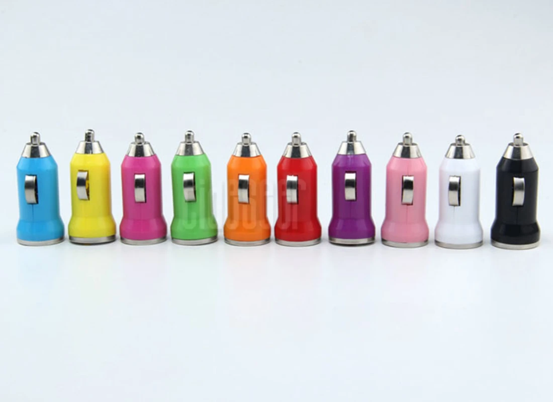 2000pcs Mini Pocket Size Bullet Single USB Car Charger Adapter Sockets 5V 1A Universal For Mobile Phones GPS Tablet PC