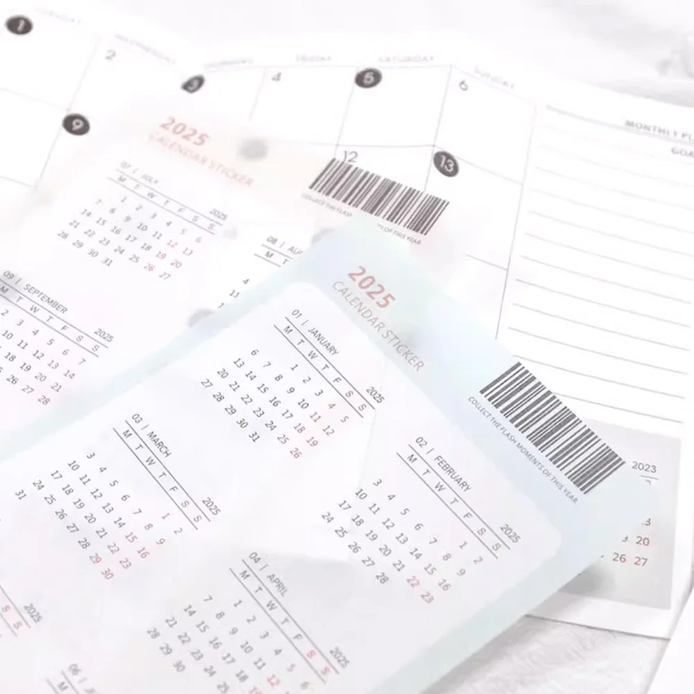 2025 Calendar Sticker Notebook Index Sticker Multifunctional Stationery Supplies Ledger Stickers 2025 Calendar Card