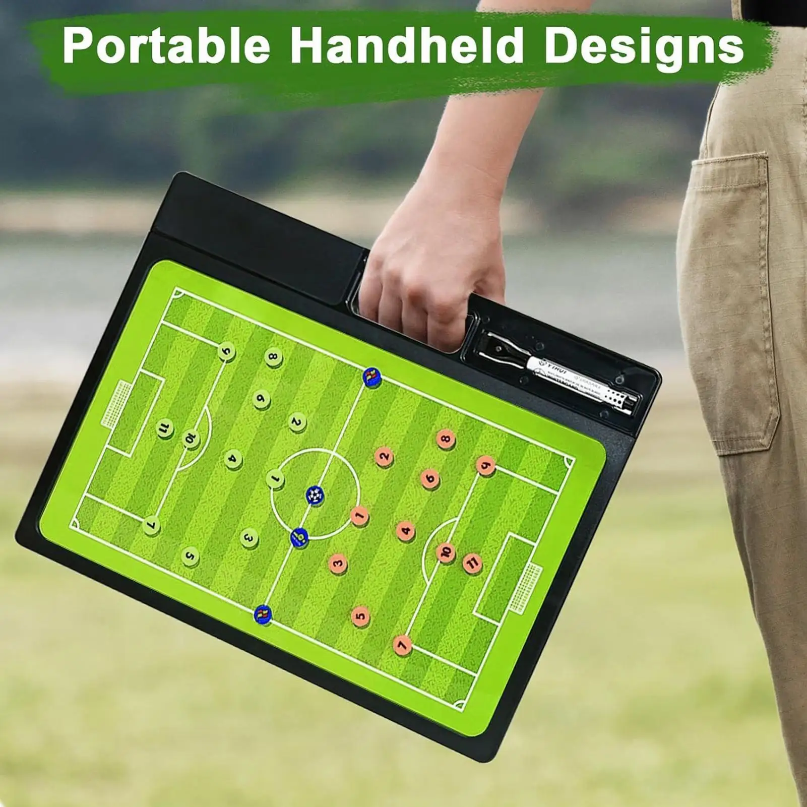 لوحة كرة القدم، معدات تدريب كرة القدم المغناطيسية، لوحة استراتيجية كرة القدم مزدوجة الجوانب مع قلم تحديد للممارسة الميدانية للاعبين