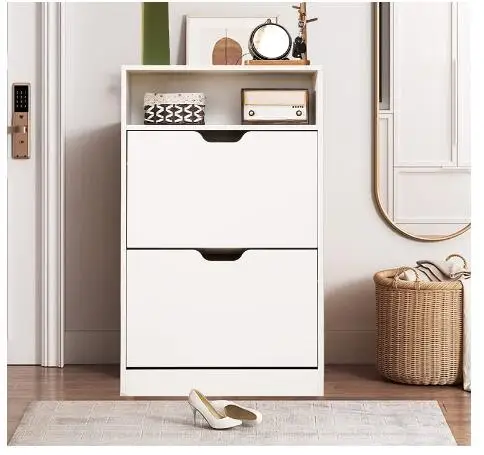 xx-Modern Wabi-Sabi Entryway Shoe Organizer White Painted Wood Shoe Storage Cabinet for Home Furniture for Living Room Hallway*