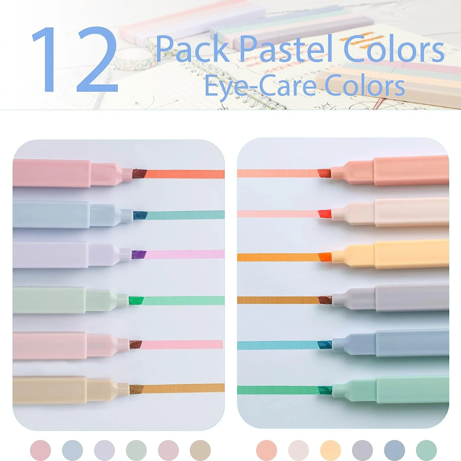 Highlighters Cute Pastel Pens 12 Colors Bible Pens No Bleed With Soft Tip Aesthetics Pens Markers Kawaii Stationary For Students