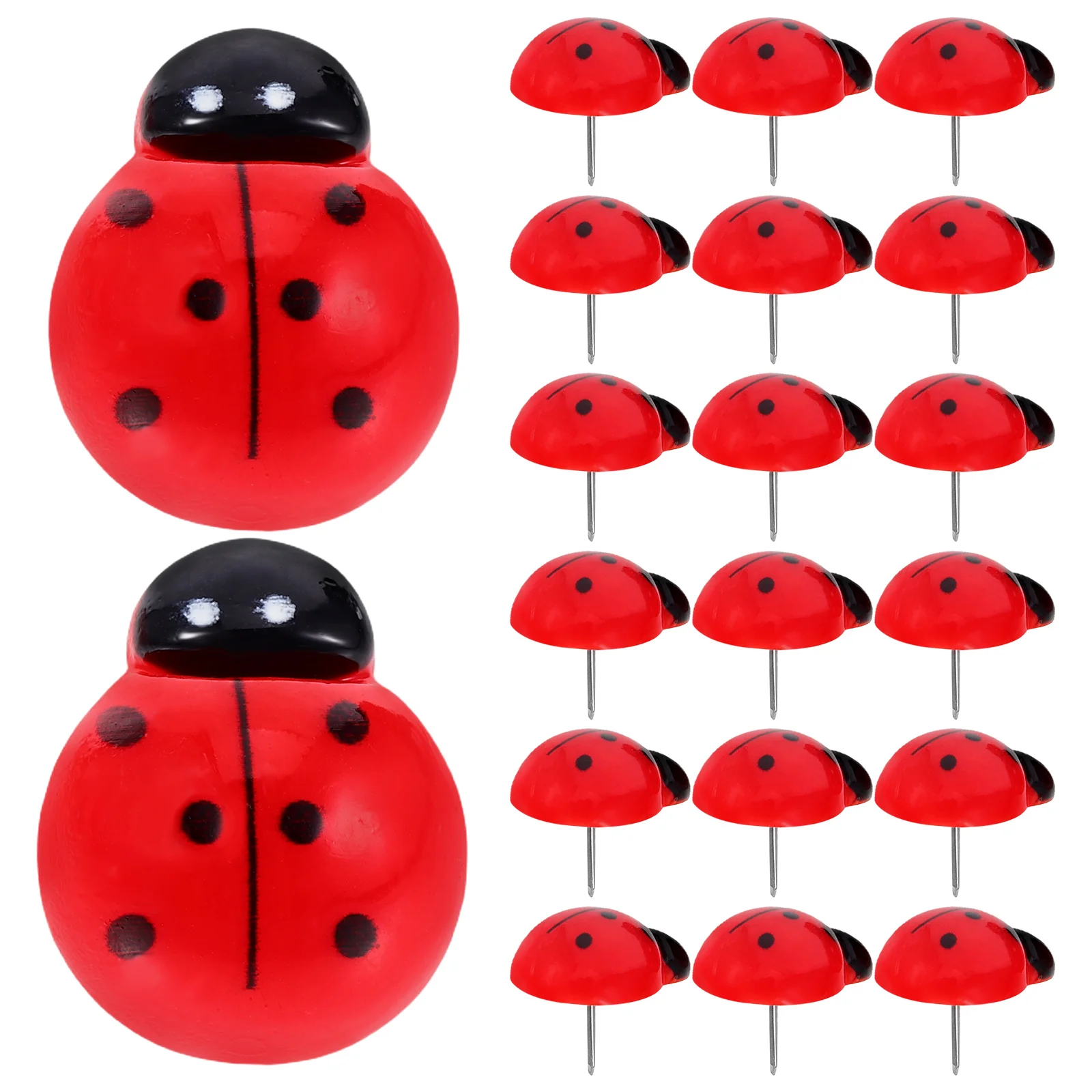 

20pcs Ladybug Push Pins Cute Cartoon Decorative Metal Notice Board Pins for Maps Office Reliable