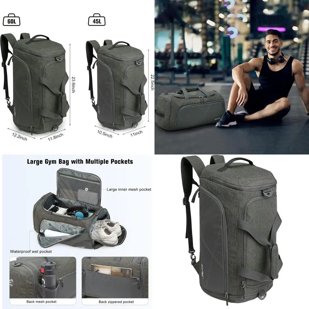 

Рюкзак на 60 л с двумя отделениями, водонепроницаемым карманом и отсеком для обуви для спортзала, спорта и путешествий