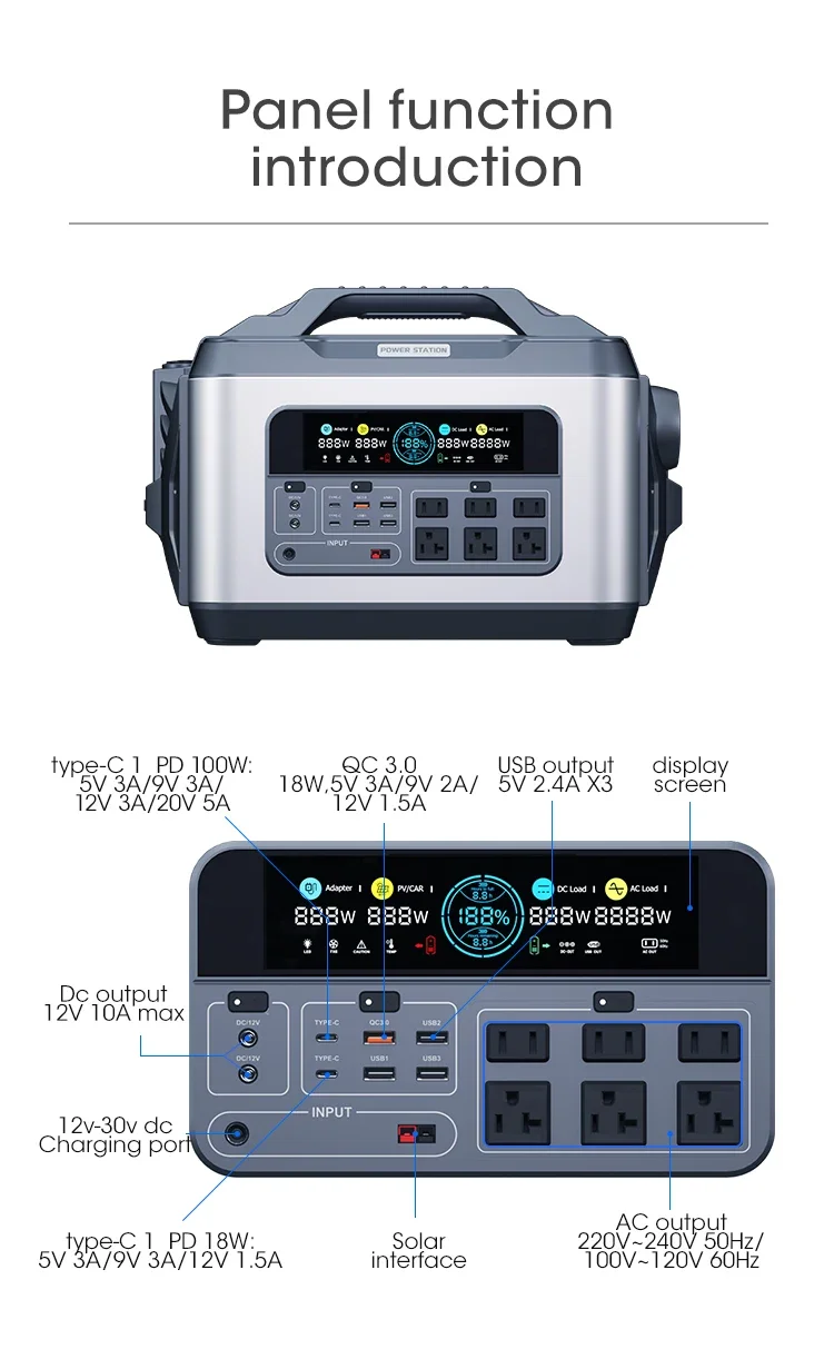 UPP 2000W 3000W portable power station 2kWh 3kWh lifepo4 battery 2000W portable power supply 3000W solar generator