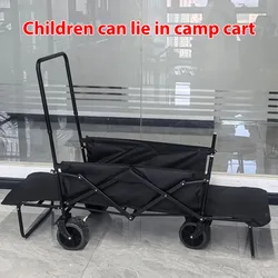 Outdoor Camping Folding Trolley Wide Wheels Large Capacity High Load-bearing Picnic Stall Children Can Lie Down Gathered Trolley