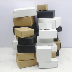 10pcs handmade gift packaging with multiple sizes, white kraft paper, black box, Christmas packaging, packaging box