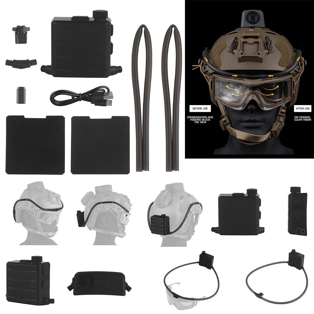 NEW Outdoor WST Goggles Anti-fog Kit, Adjustable Wind Speed Magnetic Adsorption, Electric Defogging,TYPE-C Charging Interface