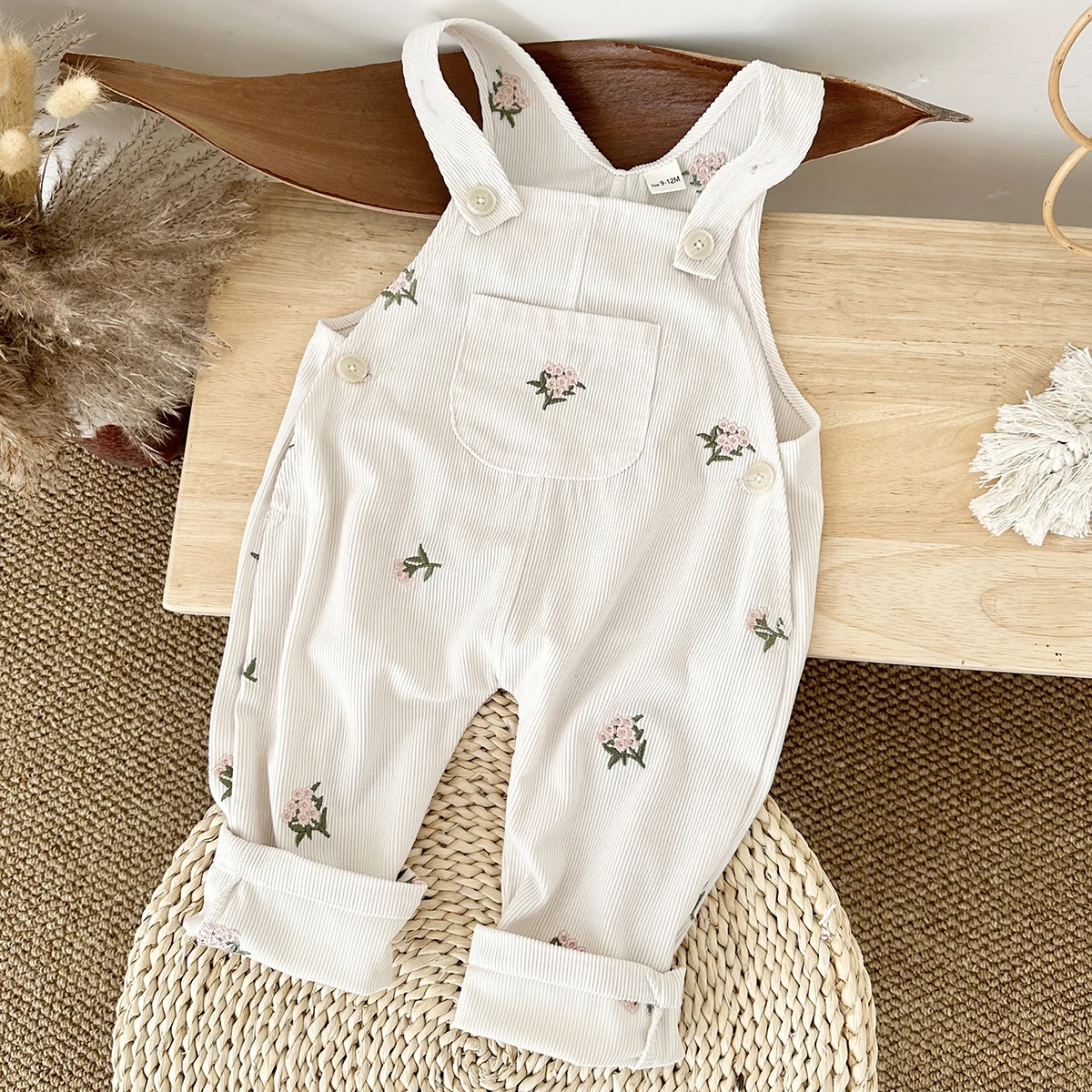 0-3Y Baby Girls Clothes Suspenders Trousers Autumn Braces Pants Embroidery Flower Pant Pocket Fashion Girls Children Clothing