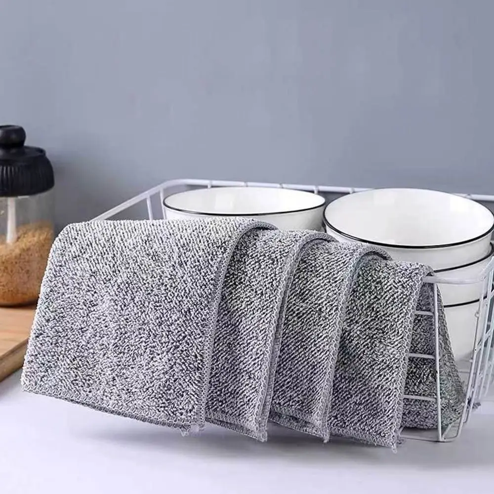 Bamboo Charcoal Fiber Cloth Kitchen Cleaning Towels Reusable Non-Stick Oil House Kitchen Cleaning Tool Kitchen Rags