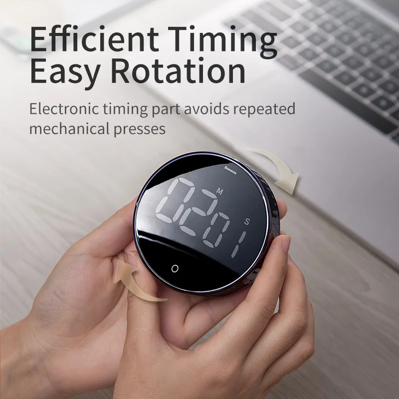 Baseus Magnetic Kitchen Timer Rotation Countdown Digital Timer Alarm Cooking Timer Clock Study Baking Reminder Stopwatch Clock