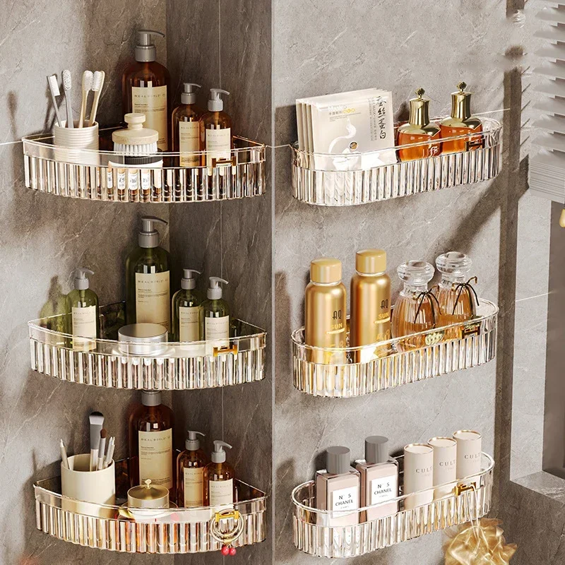 Bathroom Shelves No-drill Wall Mount Corner Shelf Shower Storage Rack Holder for WC Shampoo Organizer Bathroom Accessories