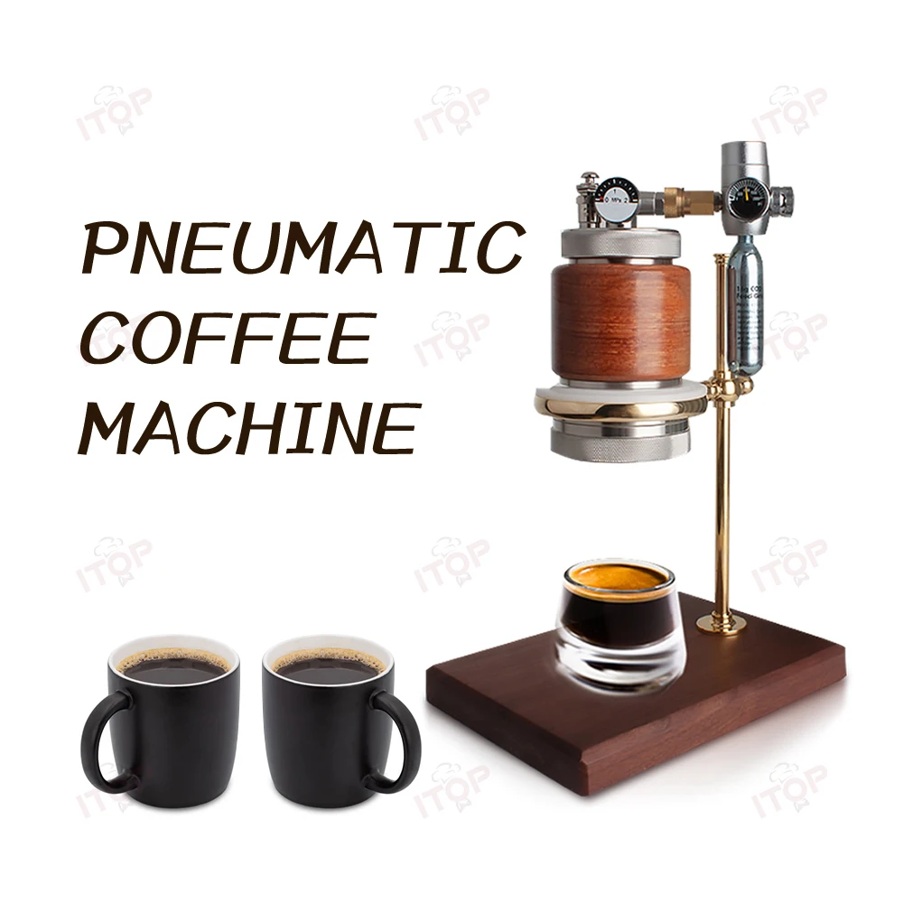 ITOP 42MM Pneumatic Espresso Coffee Machine Stainless Steel Portable Espresso Maker with Cup for Home and Camping