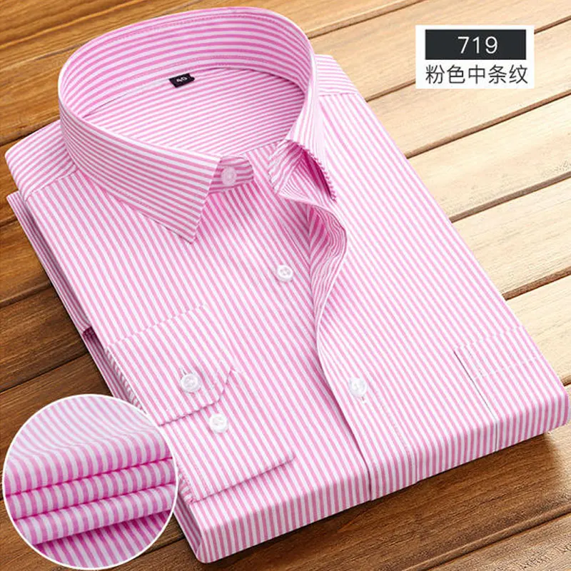 New men\'s long sleeve shirt Spring and autumn high quality cotton with pocket wear formal business casual breathable stripes