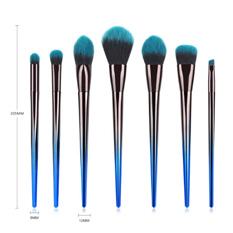 Ensemble de pinceaux de maquillage bleu dégradé, 7 pièces, Application de poudre de fard à paupières, outils cosmétiques professionnels pour le maquillage des yeux