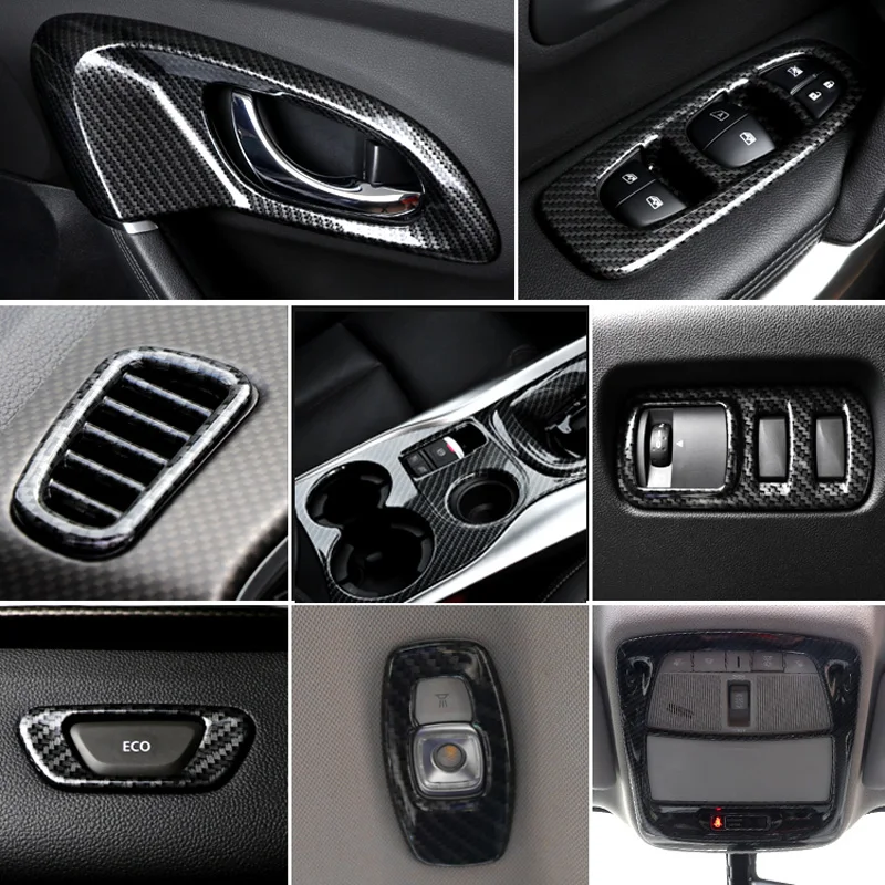 Carbon Fiber Pattern Items for Renault KADJAR 2017-2019 Interior Kit Air Outlet Handle Gear Panel Decorative Cover