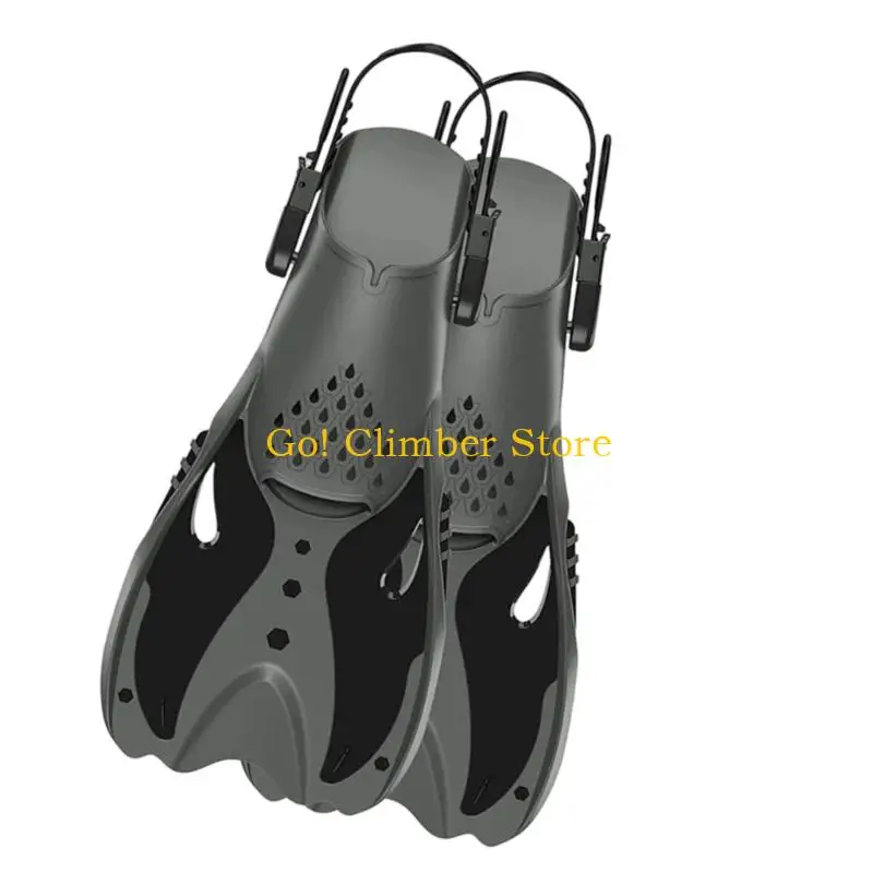 Q84C Snorkeling Flippers with Side Fasteners, Adjustable Rear Ties, Perforated Foot Pockets, and Extended Paddles for Kicking