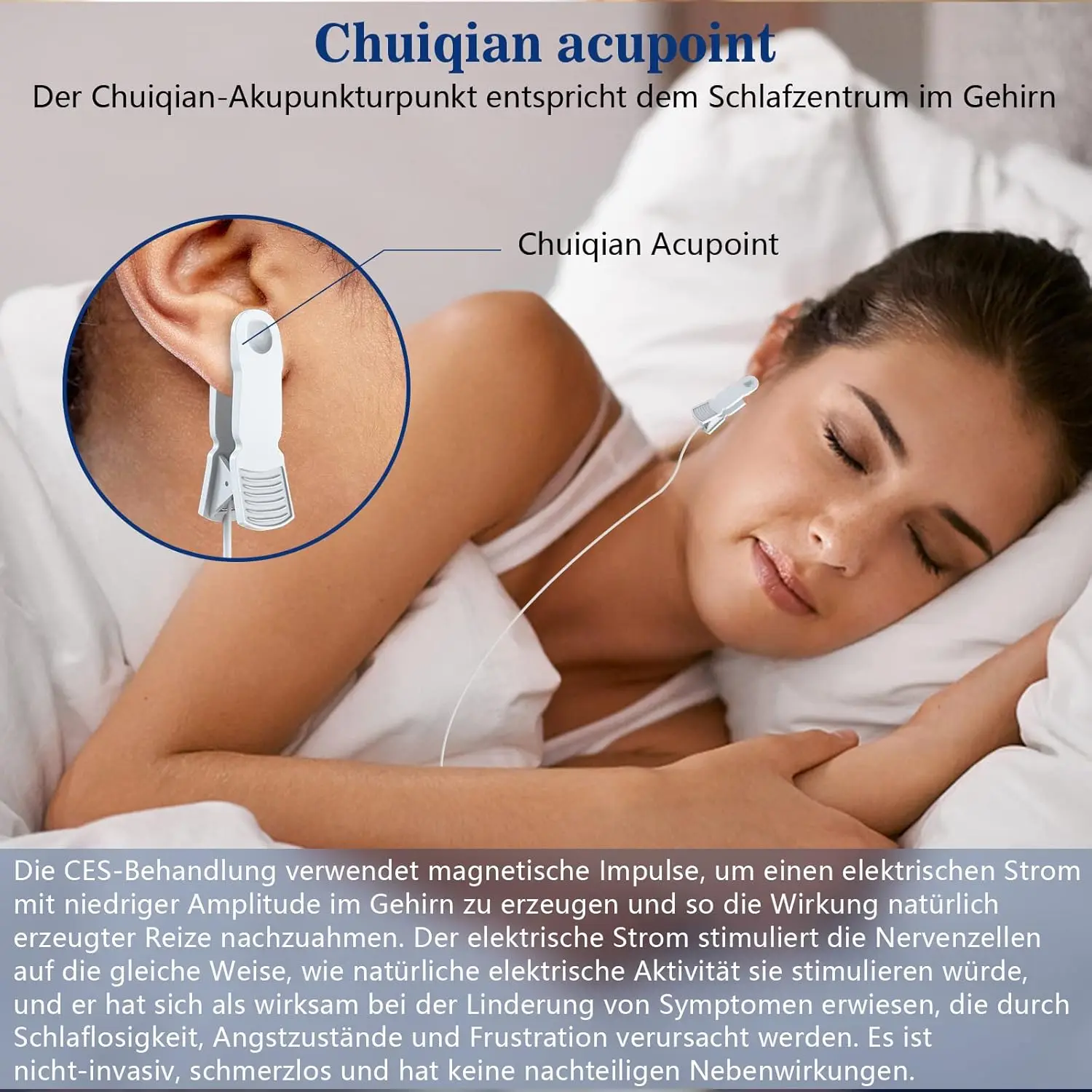 Sleep Aid Device CES Stimulation Therapy 600mAh Rechargeable Ear Clip Type Relieve Anxiety Mitigation Fast Sleep Instrument