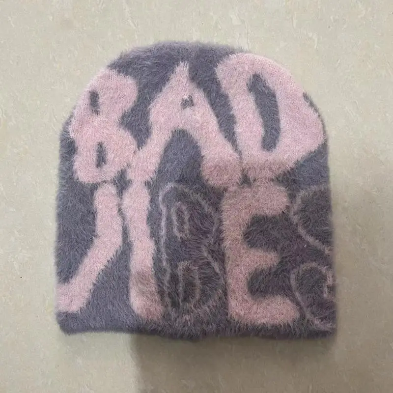 

652F Adult Knit Letter Pattern Hat Outdoor Windproof Crochet for Ski Cycling