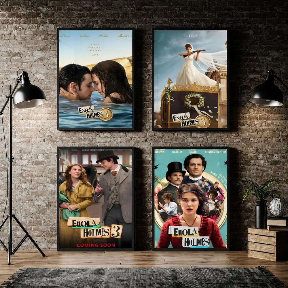 Film E-Enola H-Holmes Detective Poster Pvc HD Peel and Stick Modern poster Home Office Living Room Dining Room Wall Decor