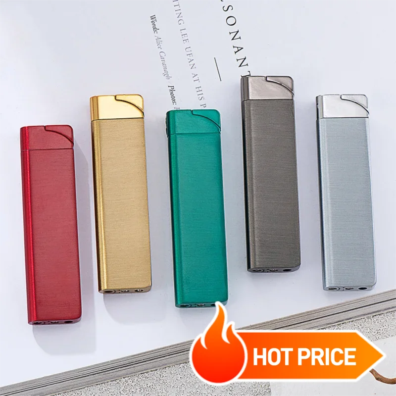 ZHJ-8001， New style, fashionable, slim, long strip, open flame, gas, compact, creative, gift, collectible, metal, lighter
