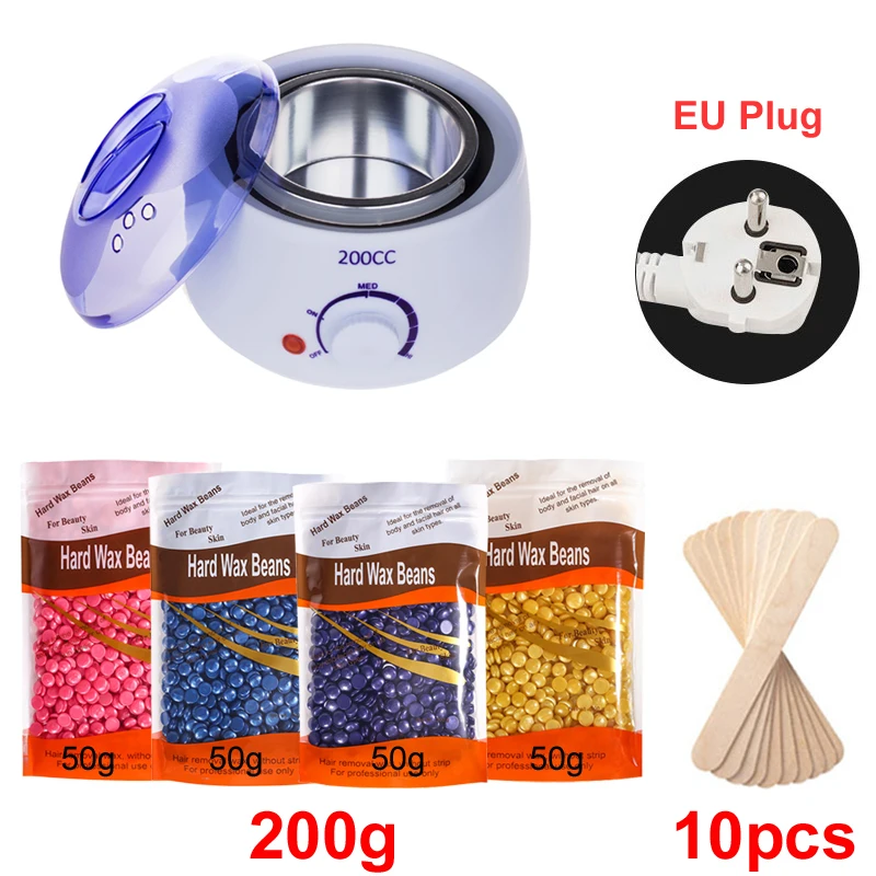 200ml Ontharing Tool Smart Warmer Wax Heater Handen Voeten Epilator Ontharingscrème Huidverzorging Paraffine Machine Kit + Wax bonen