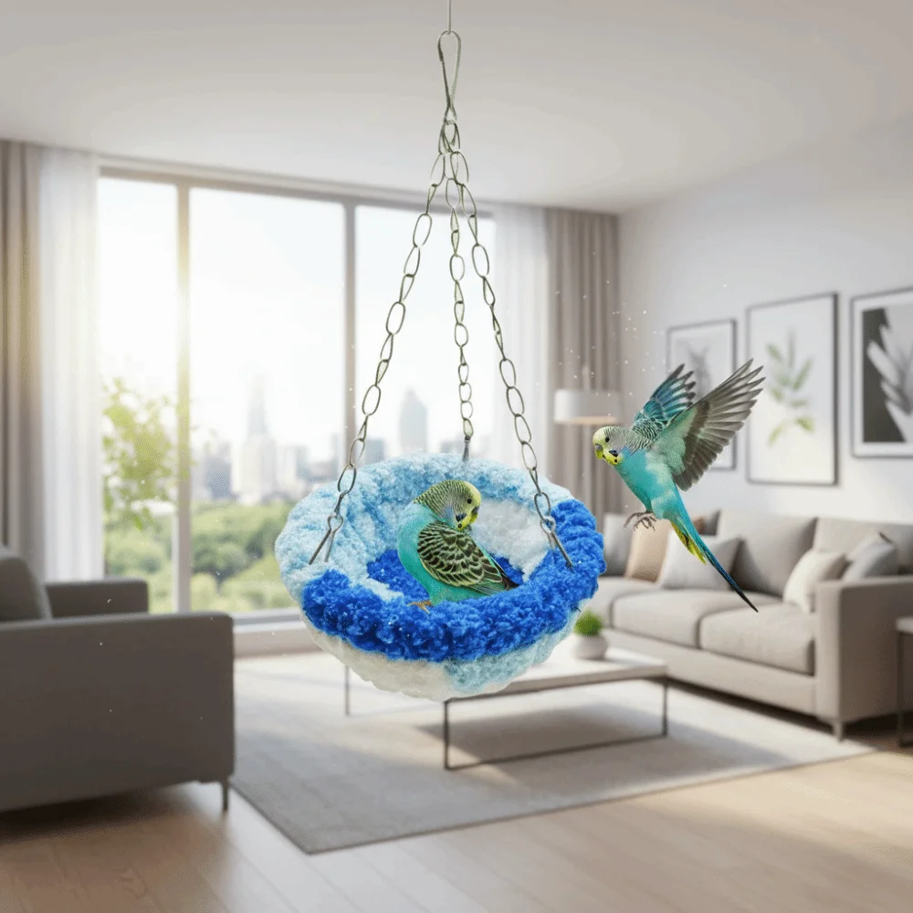 Bird Bed Hideout Warm Bird Hanging Hammock Thicken Bite Resistant Parrot Cotton Nest Comfortable Soft Bird Cage Swing Bird Cage - view 3