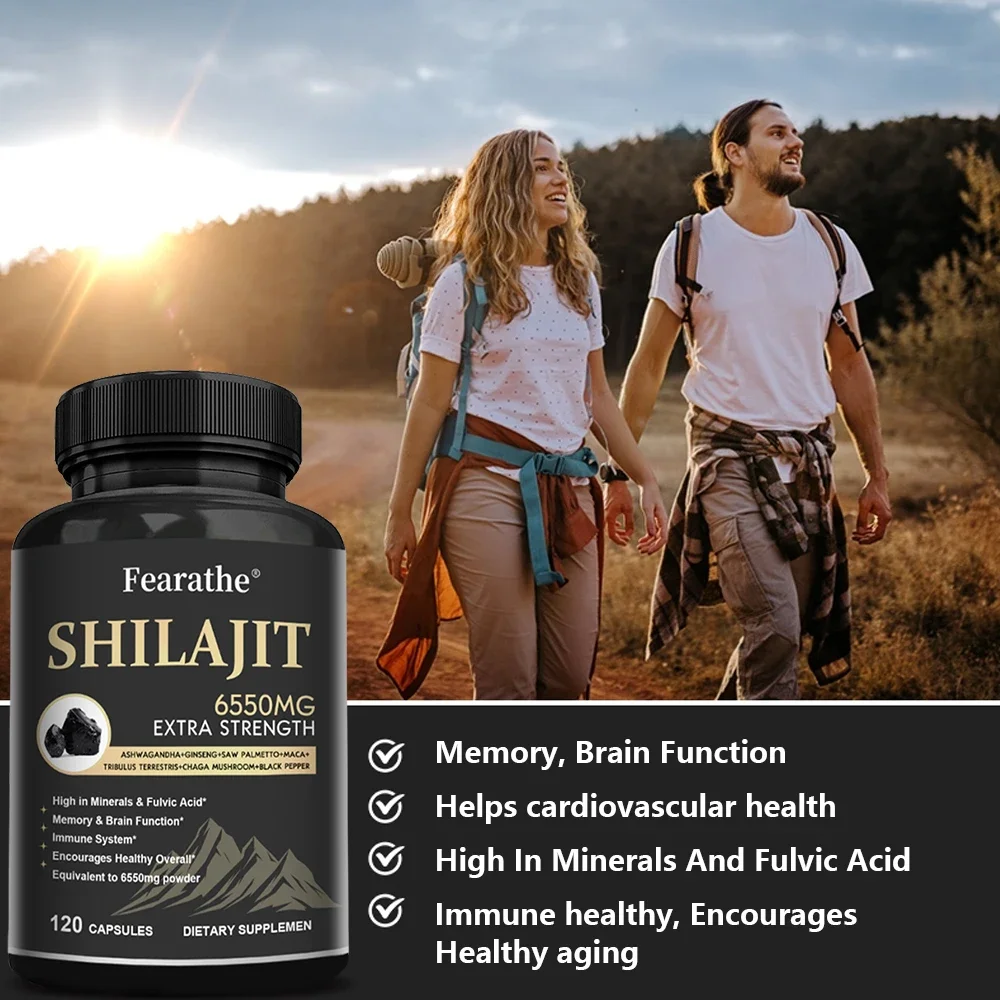 6550MG Natural Shilajit Fulvic Acid Mineral Supplement for Immune Health, Metabolism, Brain Function and Overall Physical Health