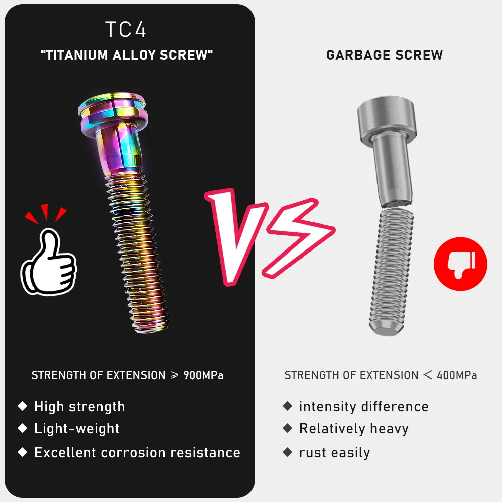 SRUOEC Titanium Bolts M6*30MM Headset Cap Screw MTB Road Bike Ultralight Titanium Stem Bolt Bicycle Accessories