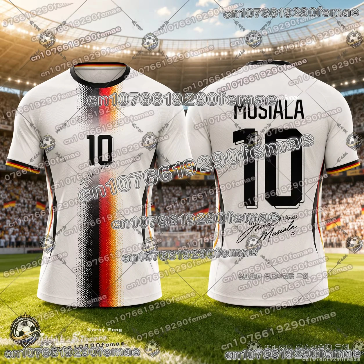2026 Sommer Neues Musiala Deutschland Fußballtrikot Spezielles Gedenktrikot für Kinder und Erwachsene Atmungsaktiv Schnelltrocknend F – Detail 2