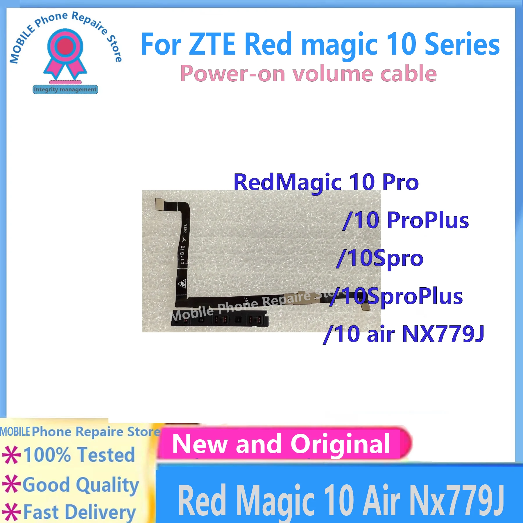 For ZTE  Red Magic10 Pro Sprou Plus Power ON OFF Switch Volume Side Button Key Flex Cable RedMagic 10 Air Replacemen