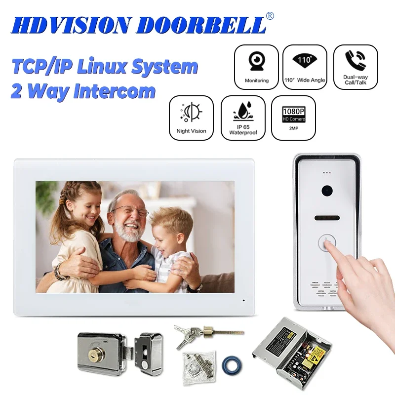 

Hot Sales Video Doorbell Intercom IP Camera Door Lock Remote Control Unlock RJ45 to POE Audio Visiophone