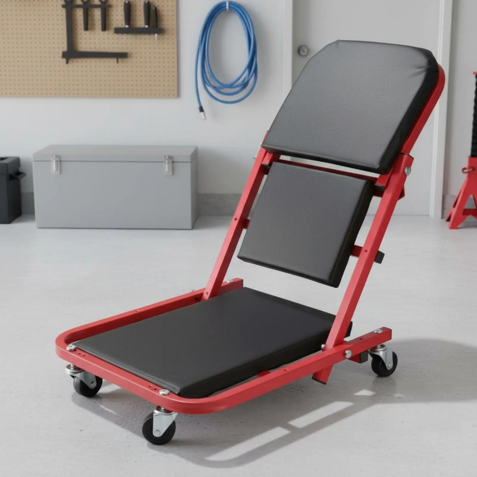 Folding Creeper Seat Foldable 2-in-1 Mechanic Creeper Convertible Repair Stool Heavy Duty Garage Equipment Swivel Casters
