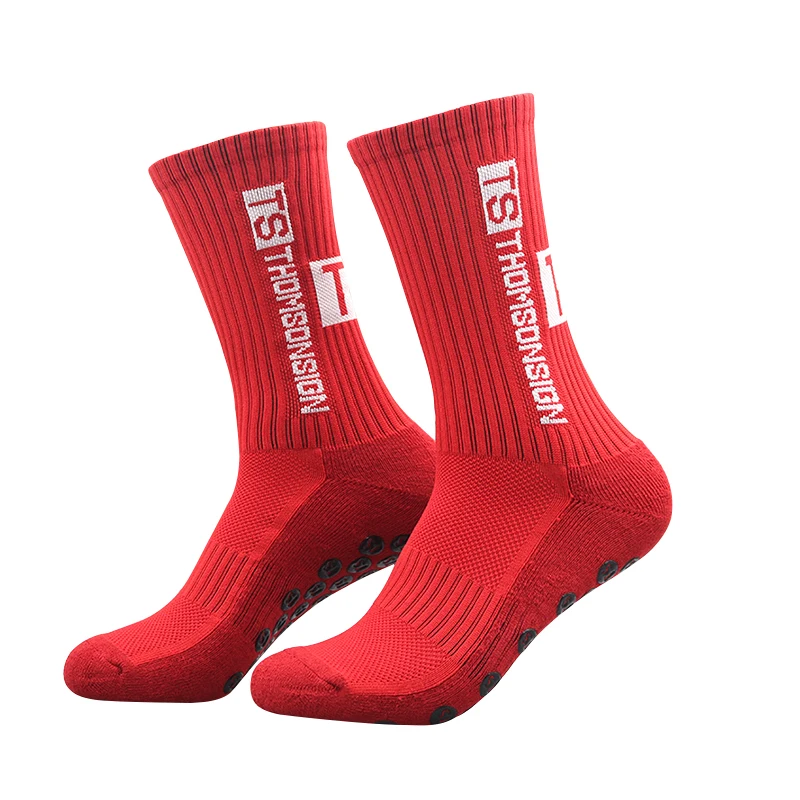 4 쌍 남성용 미드 카프 미끄럼 방지 스포츠 양말 미끄럼 방지 따뜻한 축구 사이클링 축구 양말 EU38-45 스포츠 팬용