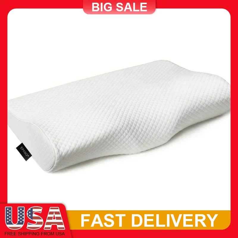 

Orthopedic Memory Foam Pillow for Neck Pain Relief Ergonomic Contour Design Side Back Stomach Sleeper Support with Cooling Cover