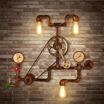 

American Retro Gear Wall Lamp Dining Room Internet Coffee Living Room Coffee Shop Loft Industrial Style Creative Water Pipe