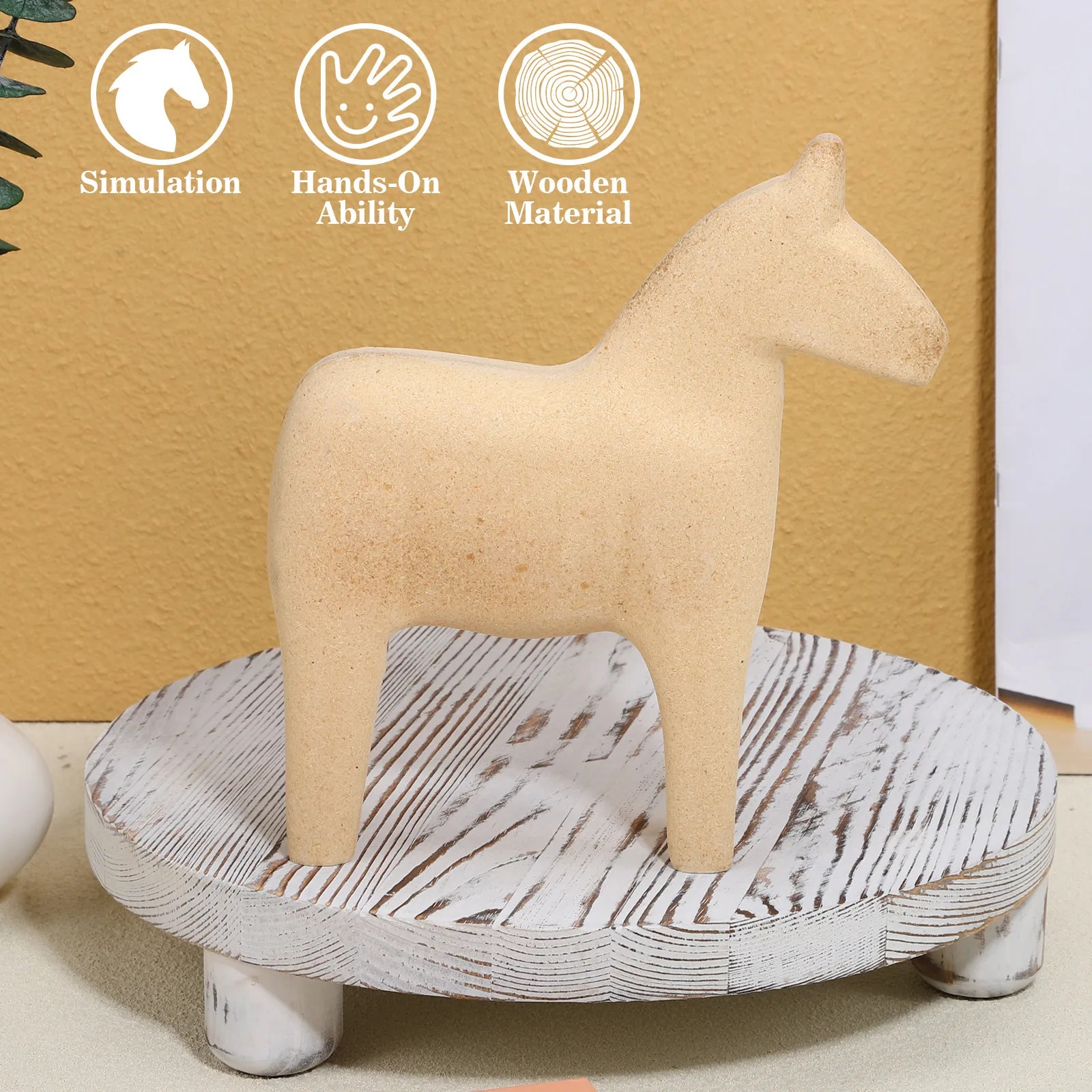 

2 шт. неокрашенных деревянных лошадок для самостоятельной росписи, миниатюрные деревянные фигурки для декора стола, поделки, принадлежности для рисования и граффити