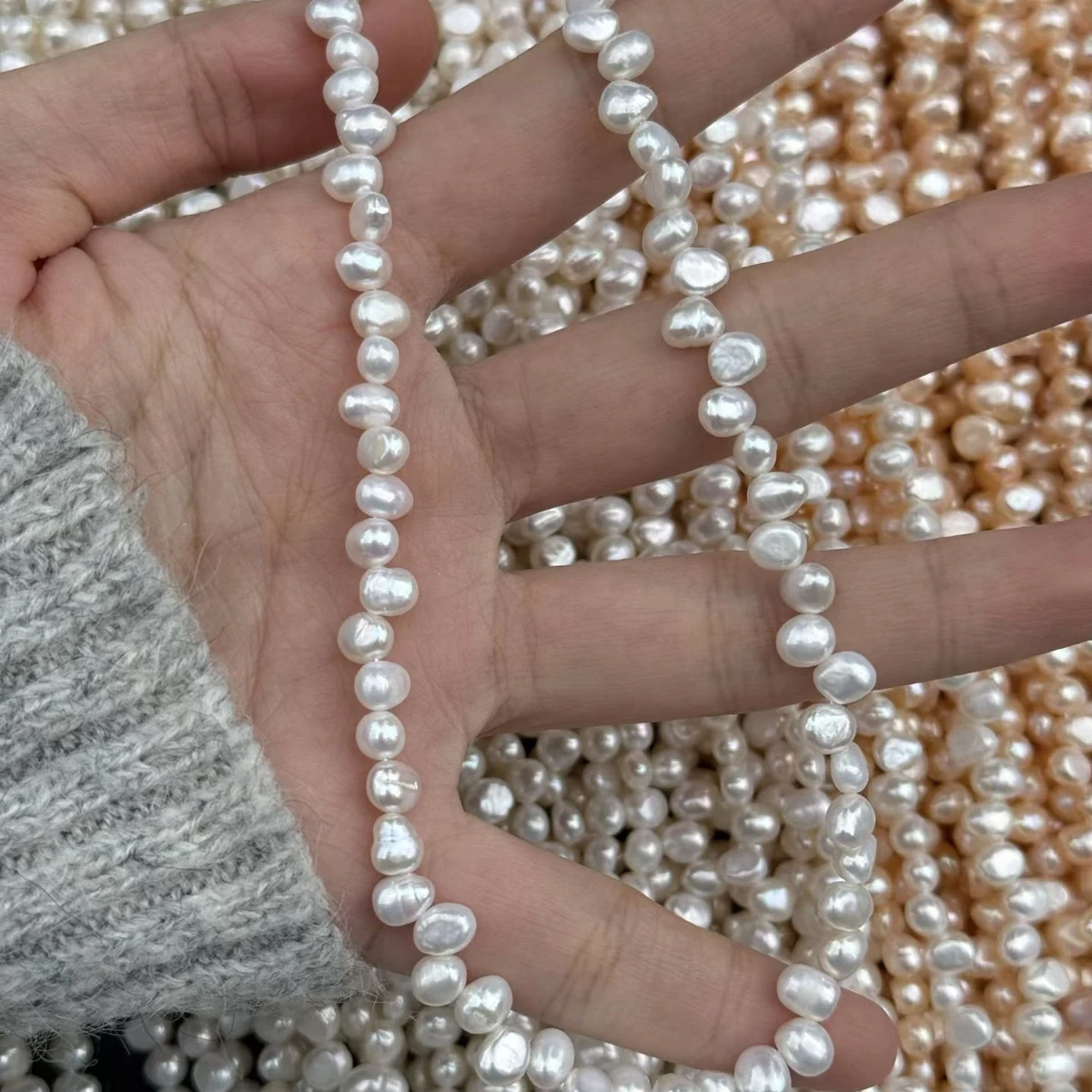 

AA+ 5-6mm Baroque Natural Freshwater Pearl Irregualr Beads for Jewelry Making DIY Women Girls' Necklace Bracelets Accessories