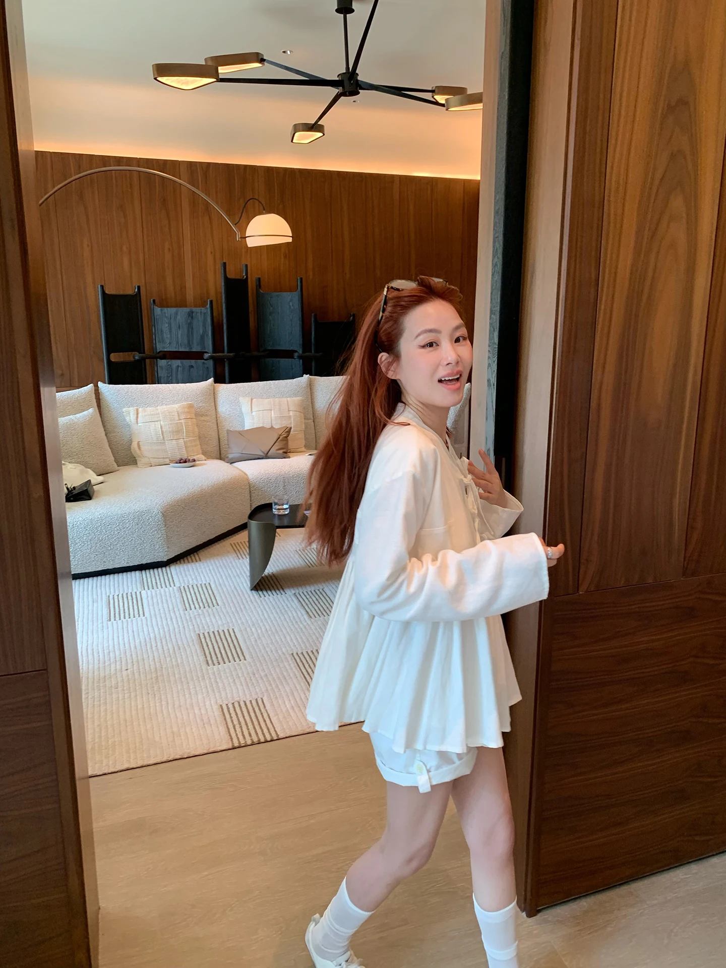 

Early Spring Cotton Linen Shirt Women's Loose Fit Tie Waist Side Slit Unique Beautiful Japanese Style Commute Fashion