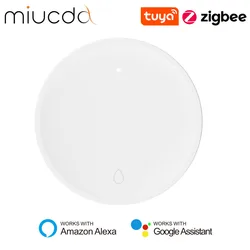 MIUCDA-Sensor de fugas de agua Tuya Zigbee, Detector de inmersión de agua inteligente, monitoreo remoto, Detector de desbordamiento para Alexa, Google Home