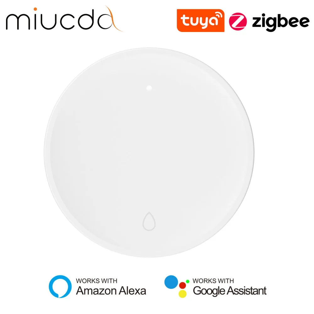 miucda smart water leak sensor imersao detector monitoramento remoto detector de estouro alexa google home tuya zigbee 01