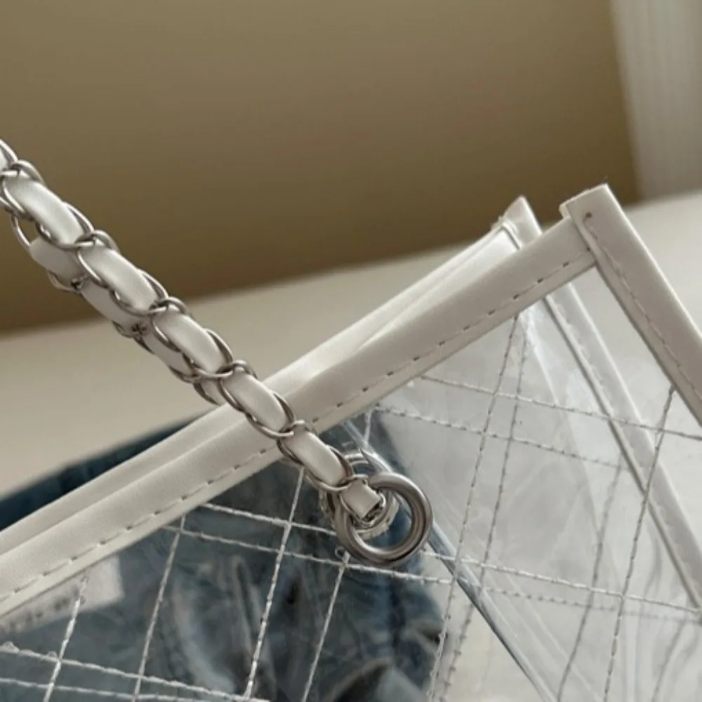 سعة كبيرة حقيبة كتف شفافة الصيف الكورية نمط مقاوم للماء مركب حقيبة تخزين حقيبة تحت الإبط الشاطئ حقيبة محمولة