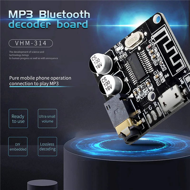 Y43A-VHM-314 Bluetooth Audio Receiver Board Bluetooth 5.0 Mp3 Lossless Decoder Board Wireless Stereo Music Module 50Pcs