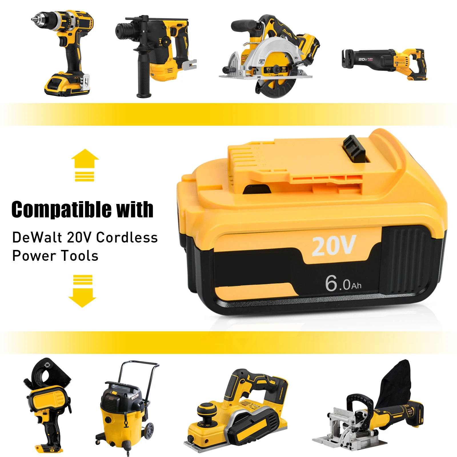 9000MAH per Dewalt DCB200 batteria di ricambio compatibile per Dewalt 18V 20V Tools DCB120 DCB182 DCB200 DCB609 batteria